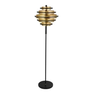 Image of Hive Black/Gold Leaf 5 Light LED Floor Lamp 2700K
