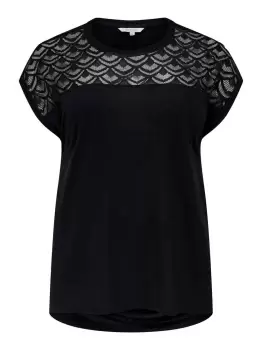 Image of ONLY Curvy Lace Detail Top Women Black