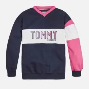 Image of Tommy Hilfiger Girls Varsity Cotton-Blend Jersey Jumper - 16 Years