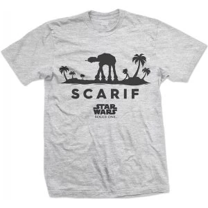 Image of Star Wars - Rogue One At-At Silhouette Scarif Mens Medium T-Shirt - Grey