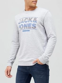 Image of Jack & Jones Mount Logo Sweatshirt - Grey Marl , Grey Marl, Size S, Men