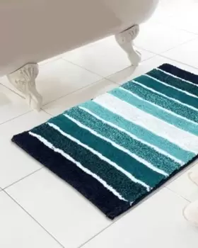 Image of Tonal Stripe Bathmat 46x76cm Teal