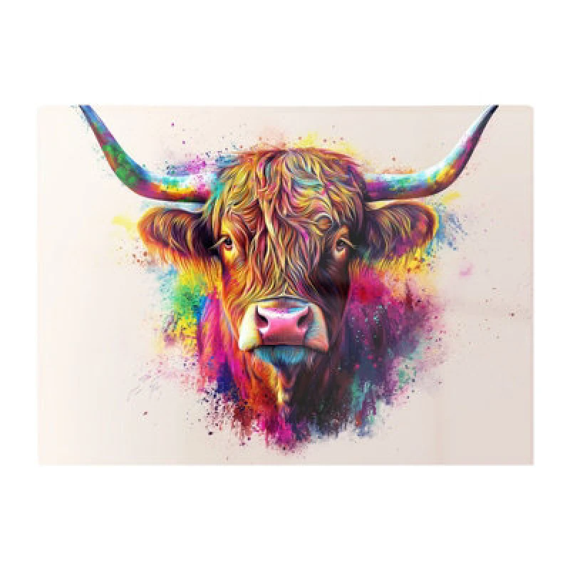 Image of Warren Reed Designer Super Splashart Highland Cow Chopping Board