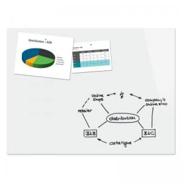 Image of Wall Mounted Magnetic Glass Board 1200x900x9mm - Super White B1400