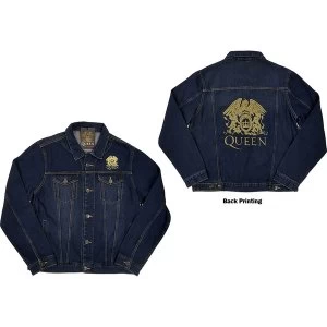 Image of Queen - Classic Crest Unisex Small Denim Jacket - Blue