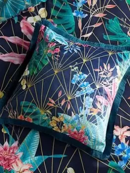 Image of Hyperion Aloria Botanical Filled Cushion 50X50 In Navy