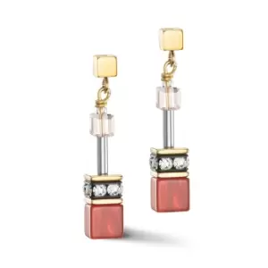 Image of Coeur De Lion DELUXE GEOCUBE Earrings Gold Carnelian