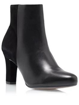 Image of Dune London Ohara Leather Comfort Almond Toe Heeled Ankle Boots - Black, Size 3, Women