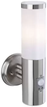 Image of Plaza 1 Light Outdoor Wall Light Light, PIR Stainless Steel IP44, E27