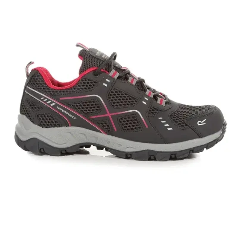 Image of Regatta Womens Vendeavour Waterproof Lace Up Walking Shoes UK Size 7 (EU 41) Granite/Pink Potion RWF785-Y13-7