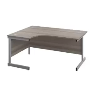 Image of Tc 1800X1200 Single Upright Left Hand Radial Desk Grey Oak-Silver + Desk High Pe
