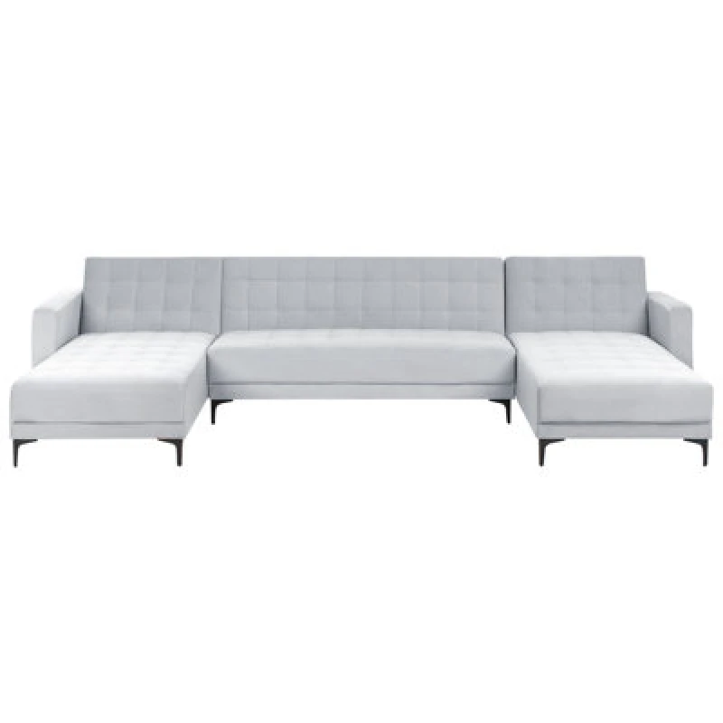 Image of Beliani Modular U-Shape Sofa Bed 5 Seater Aberdeen Velvet Light Grey