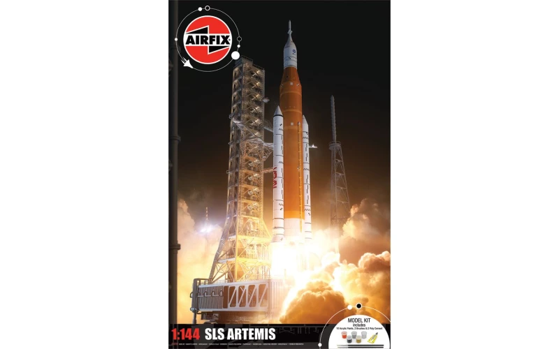 Image of Airfix A50202 SLS Artemis Gift Set - Plastic Model Kits Spacecraft Building Kits for Adults & Kids 8+ Includes: 1:144 Scale Model Humbrol Acrylic P
