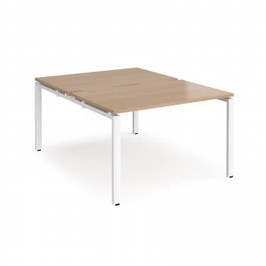 Image of Adapt II Back to Back Desk s 1200mm x 1600mm - White Frame Beech top