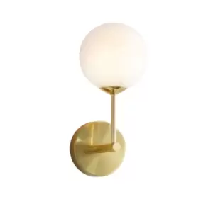 Image of Wall Light Satin Brass Plate & Opal Glass 3W LED G9 Dimmable Living Room