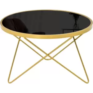 Image of Tempered Glass Coffee Table Side Table w/ Golden Steel Leg 65x65x40cm - Homcom
