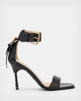 Image of AllSaints Noir Leather Sandals
