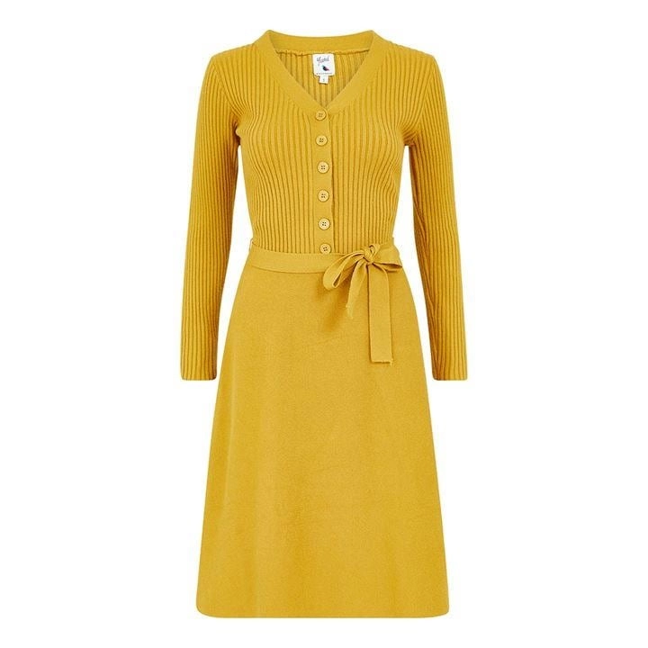 Image of Yumi Mustard 'Amna' Knitted Dress - S