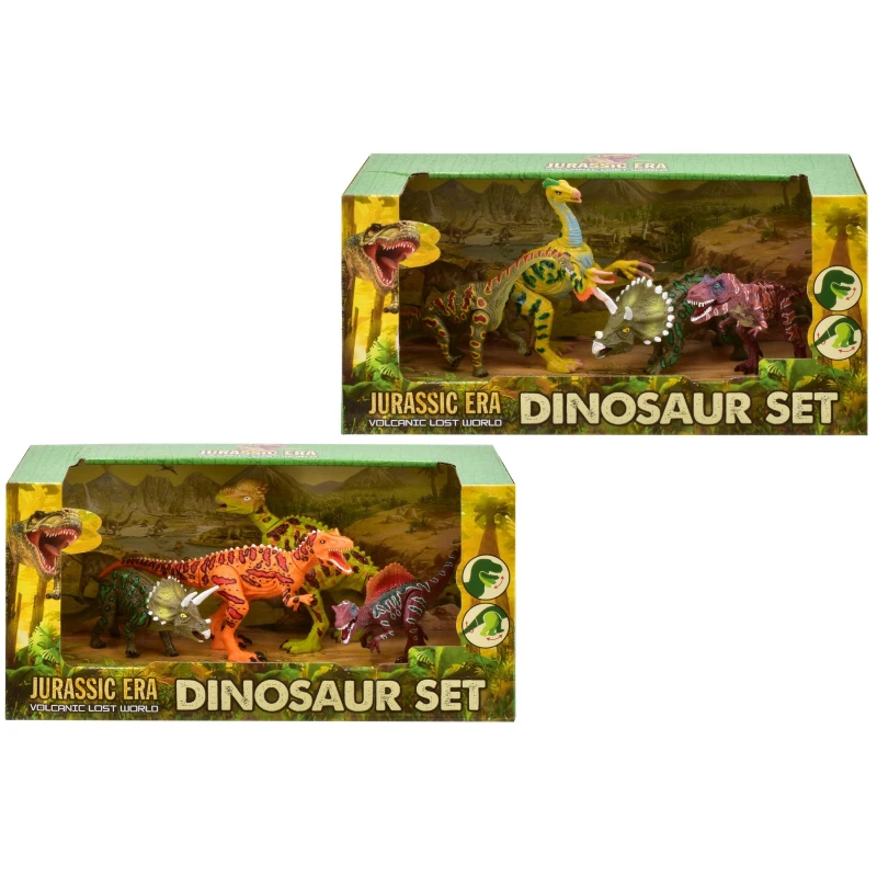 Image of Jurassic Era Volcanic World Dinosaur 4 Pack Playset Assortment Multi