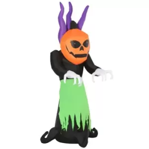 Image of All Hallows 2.4m Pumpkin Man Ghost Inflatable Halloween Decoration with LED Lights