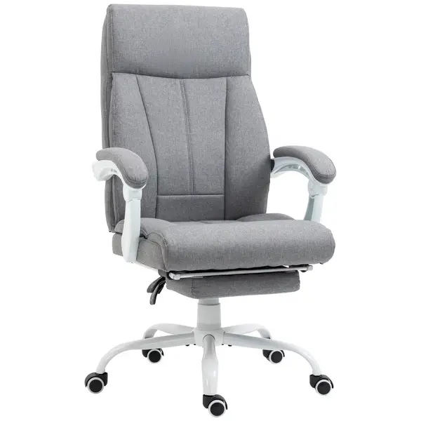 Image of VINSETTO Executive Office Chair with Arm Footrest Linen Feel Fabric Grey