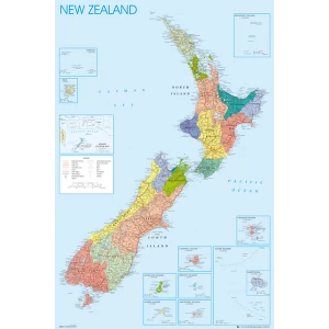 Image of New Zealand Map Maxi Poster