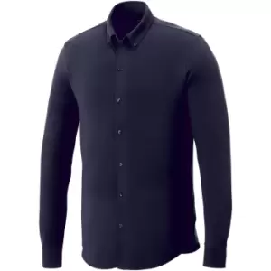 Image of Elevate Mens Bigelow Long Sleeve Pique Shirt (S) (Navy)