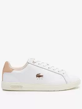 Image of Womens Lacoste Graduate Pro Leather Trainers Size 7 UK White & Light Pink