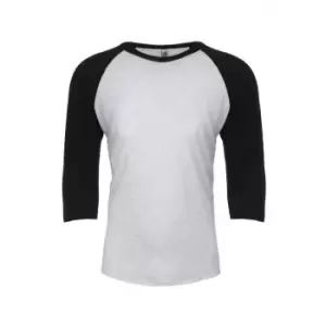 Image of Next Level Adults Unisex Tri-Blend 3/4 Sleeve Raglan T-Shirt (L) (Vintage Black/Heather White)