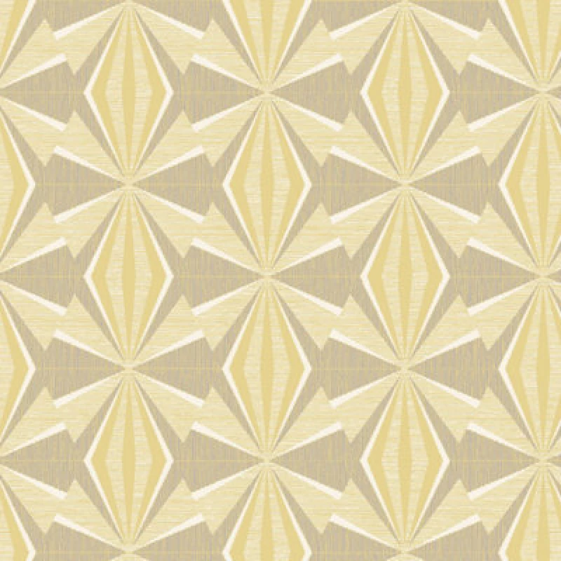 Image of Hoopla Walls Sunray Diamond Grey & Yellow 10M Wallpaper Matt Smooth