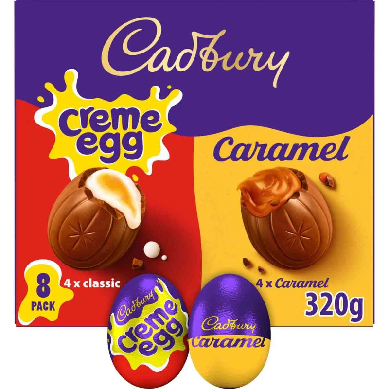 Image of Cadbury Gifts Direct Cadbury Creme Egg & Caramel Egg 8 Pack 320g 4316512