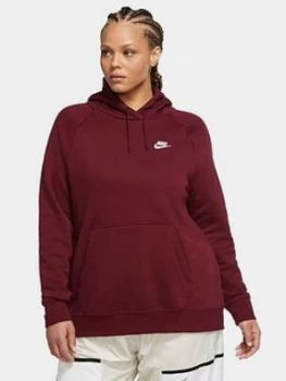 Image of Nike NSW Essential Pullover Hoodie - Dark Beetroot (Curve), Dark Beetroot, Size 26-28=3X, Women