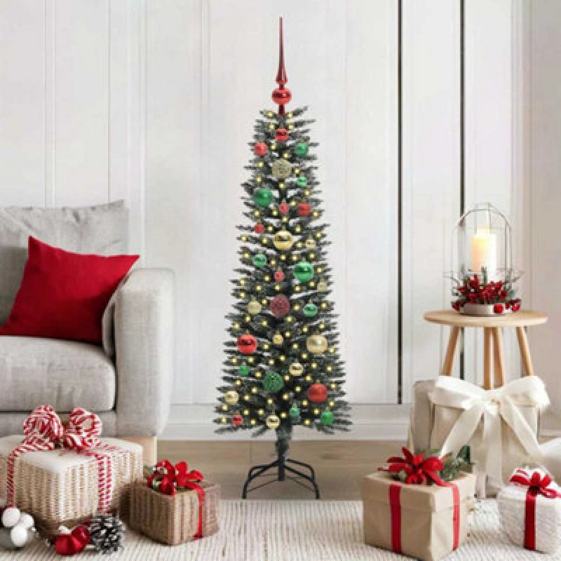 Image of vidaXL Artificial Christmas Tree with Stand, Multicolour Balls Green 40.5 x 40.5 x 120 cm, Green 3395924