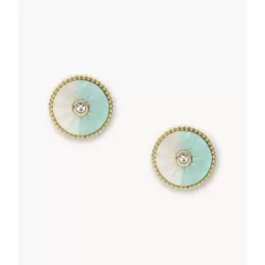 Image of Fossil Womens Val Blue Crush Ombre Mother-Of-Pearl Stud Earrings - Gold