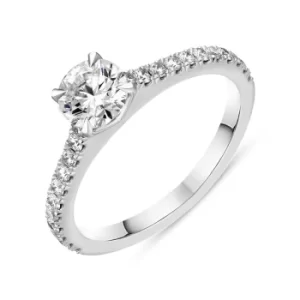 Image of Platinum Diamond Solitaire Shoulder Set Ring