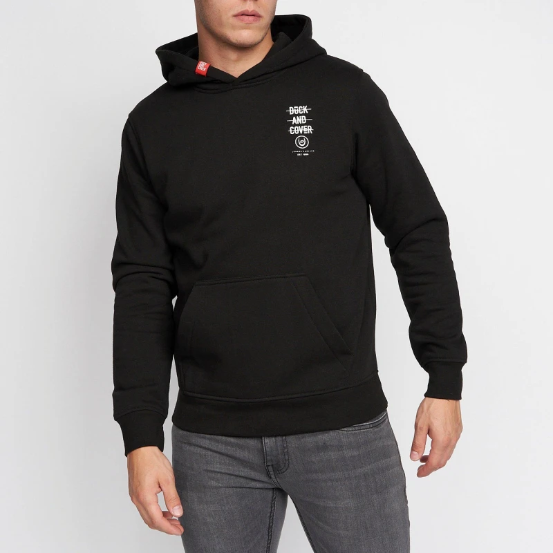 Image of Duck and Cover Graphic Hoodie Mens - Black S