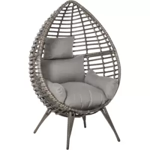 Image of Outsunny - Outdoor indoor Wicker Teardrop Chair with Cushion Rattan Lounger
