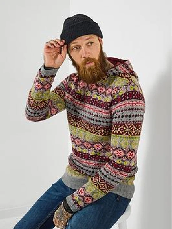 Image of Joe Browns Joe Browns Men Fairisle Knit Hoodie Size: X-Large Multi XL Male 5059953341253
