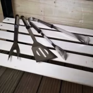Image of Redwood Leisure - Set of 3 Deluxe 45cm Barbecue / bbq Tools / Fork Turner & Tongs