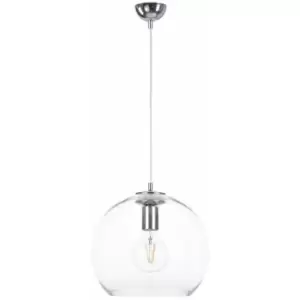 Image of Keter Noe Dome Pendant Ceiling Light Silver, 30cm, 1x E27