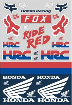 Image of FOX Honda Track Pack Stickers, red, red, Size One Size