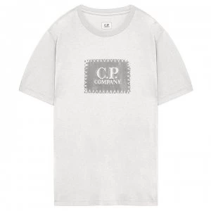 Image of CP COMPANY 30/1 Block Logo T Shirt - Wht/Blk 103