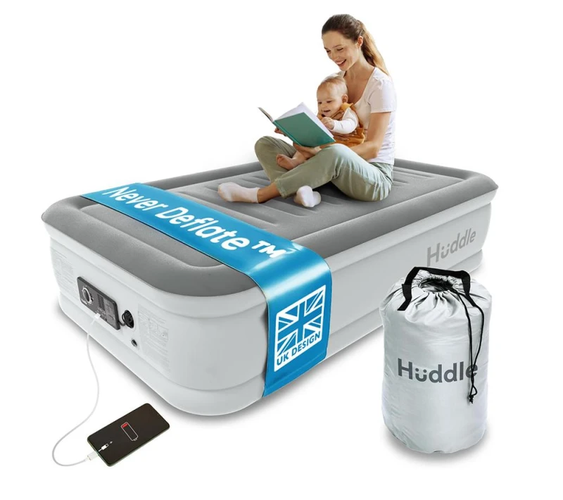 Image of HUDDLE Never Deflate Premium Air Bed with Patented Dual Pump - Single 5061050641563
