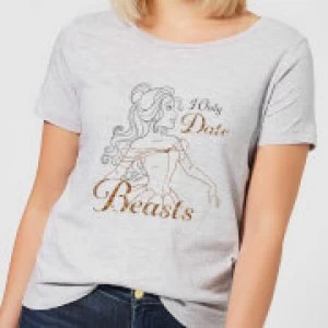 Image of Disney Beauty And The Beast Princess Belle I Only Date Beasts Womens T-Shirt - Grey - 3XL