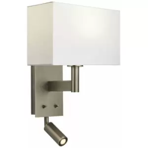 Image of Loops - Wall Light Antique Bronze & Vintage White Fabric 60W E27 & 2W LED e10638