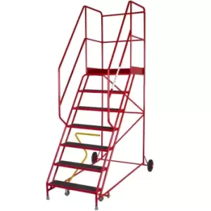 Image of 7 Tread HEAVY DUTY Mobile Warehouse Stairs Anti Slip Steps 2.58m Safety Ladder