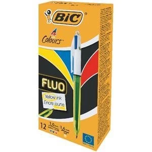Image of Original Bic 4 Colours Fluo Retractable Ballpoint Pen Pack of 12