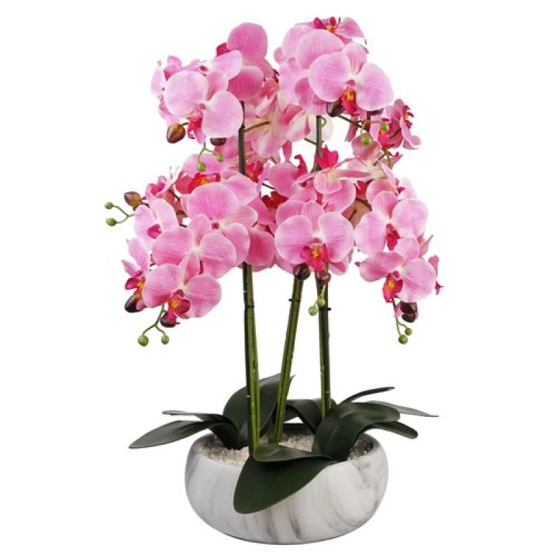 Image of Leaf 60cm Orchid Pink - Marble Effect Ceramic Planter Green
