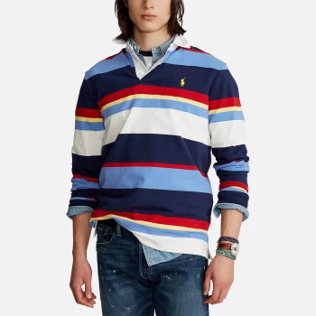 Image of Polo Ralph Lauren Mens Rustic Jersey Stripe Rugby Polo Shirt - Newport Navy Multi - M