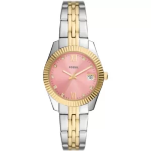 Image of Ladies Fossil Scarlette Three-Hand Date Two-Tone Stainless Steel Watch